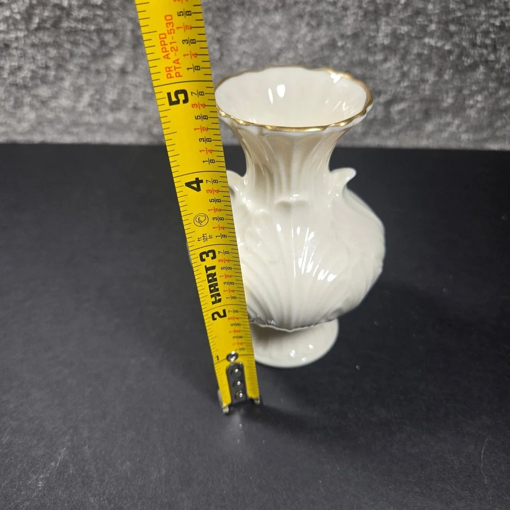 Lenox Elfin Bud Vase Small Ivory Leaf Cream with Gold Trim Porcelain Made in USA
